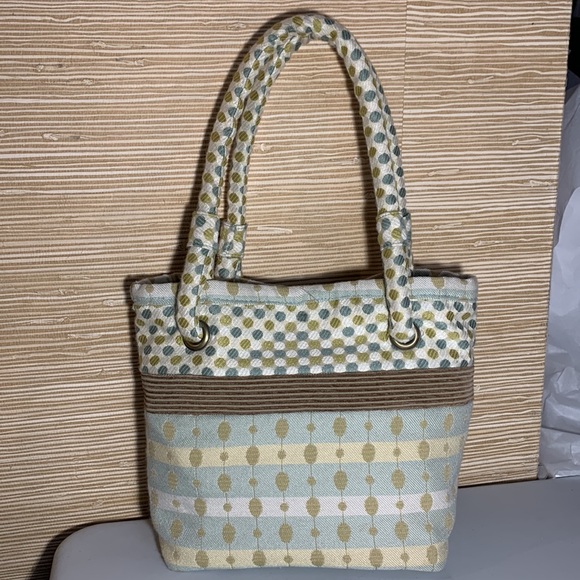 Custom Green and Blue Decorator Fabric Tote Bag/Purse - Picture 2 of 4
